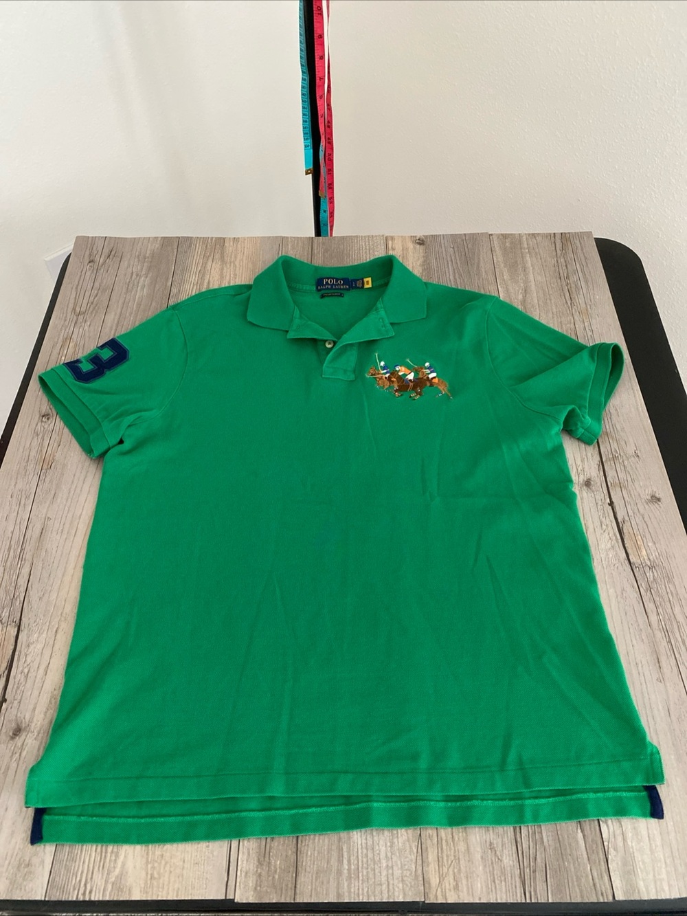 Polo Ralph Lauren Men’s Custom Slim Fit Green Triple Pony Polo Shirt Large
